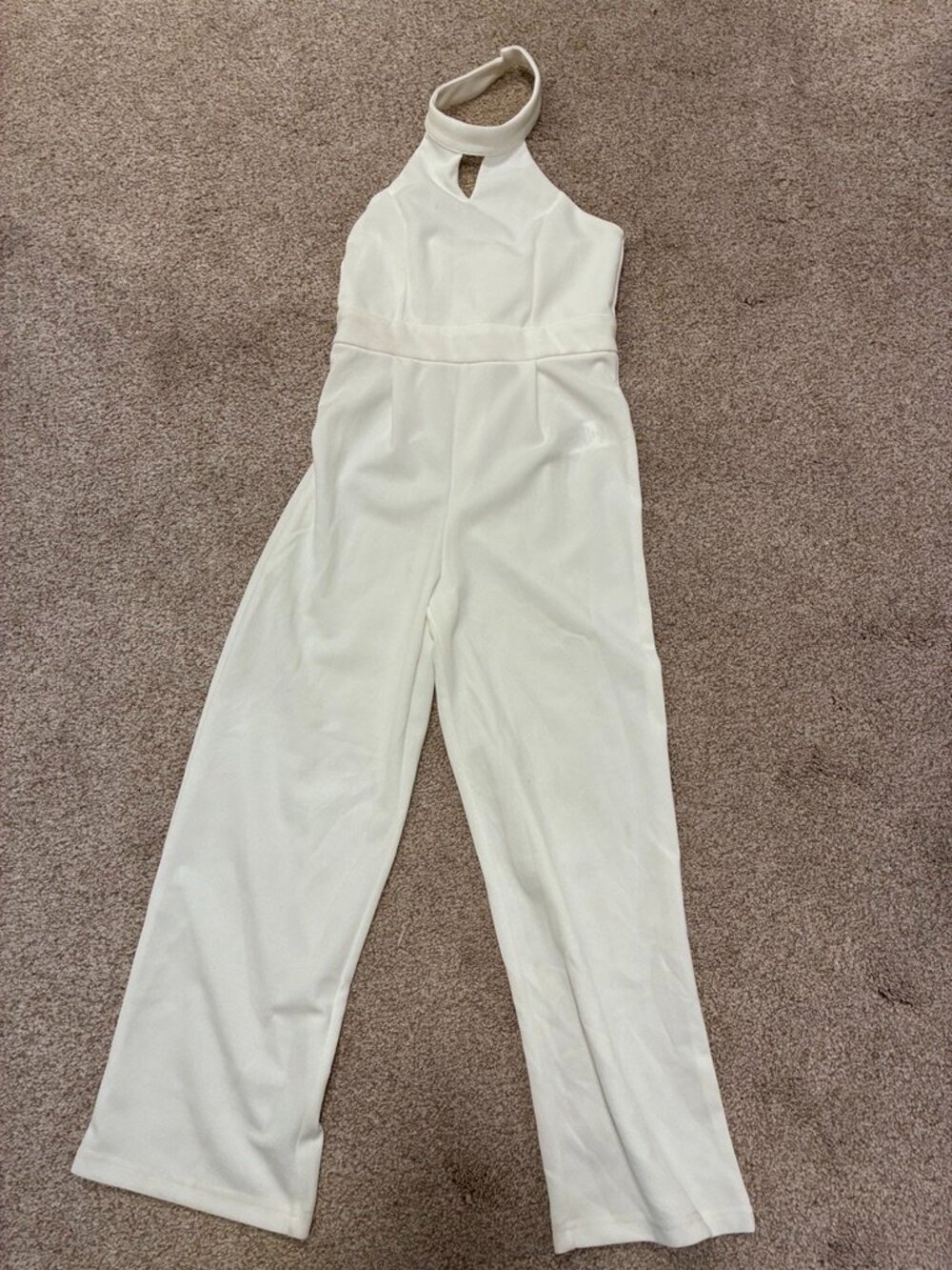 SHEIN Girls White Halter Wide Leg Jumpsuit 10Y